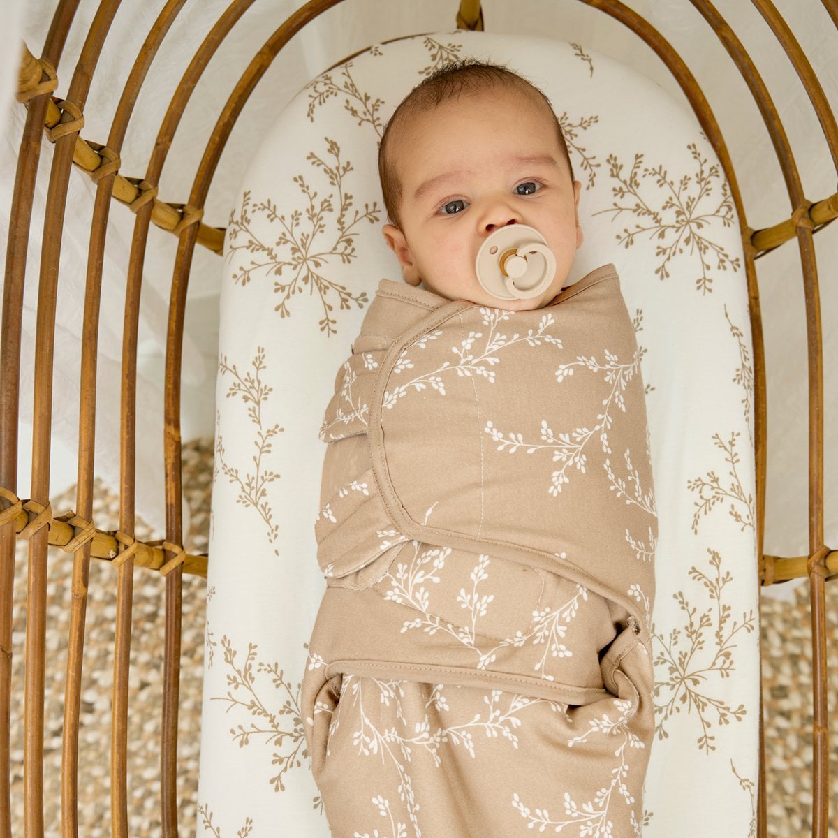 Meyco Baby Inbakerdoek gevoerd Branches Sand foto 6