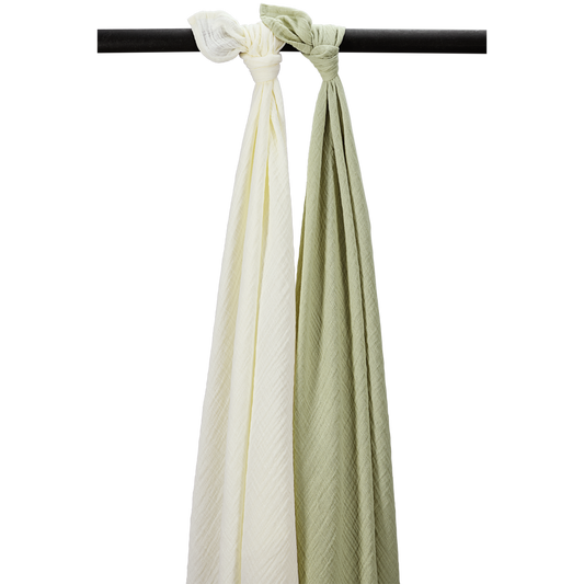 Meyco Baby Hydrofiele doeken pre-washed Natural/Soft Olive