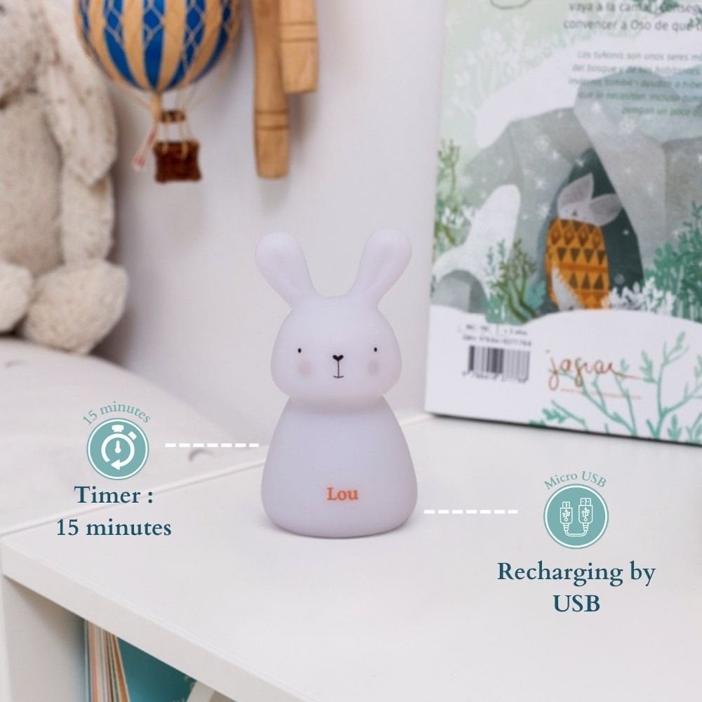Olala Boutique Nachtlampje - Lapin Lou - opladen via USB - geel foto 2