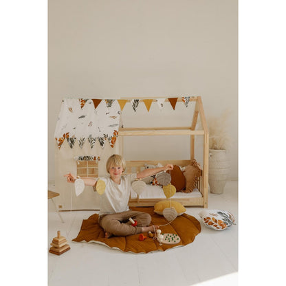 Moi Mili Luifel boven bed in de vorm van een huis "Forest Friends", babywieghuis, decoratie voor jongenskamer, gepersonaliseerde babyhuisjes baldakijn
