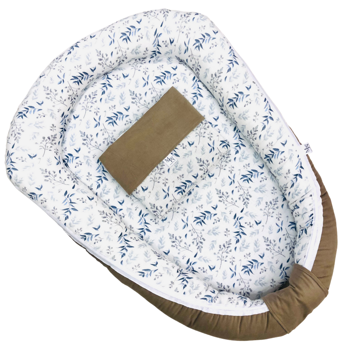 Mauties Mama MM CHIC Babynest blauwe takjes taupe - met RITS