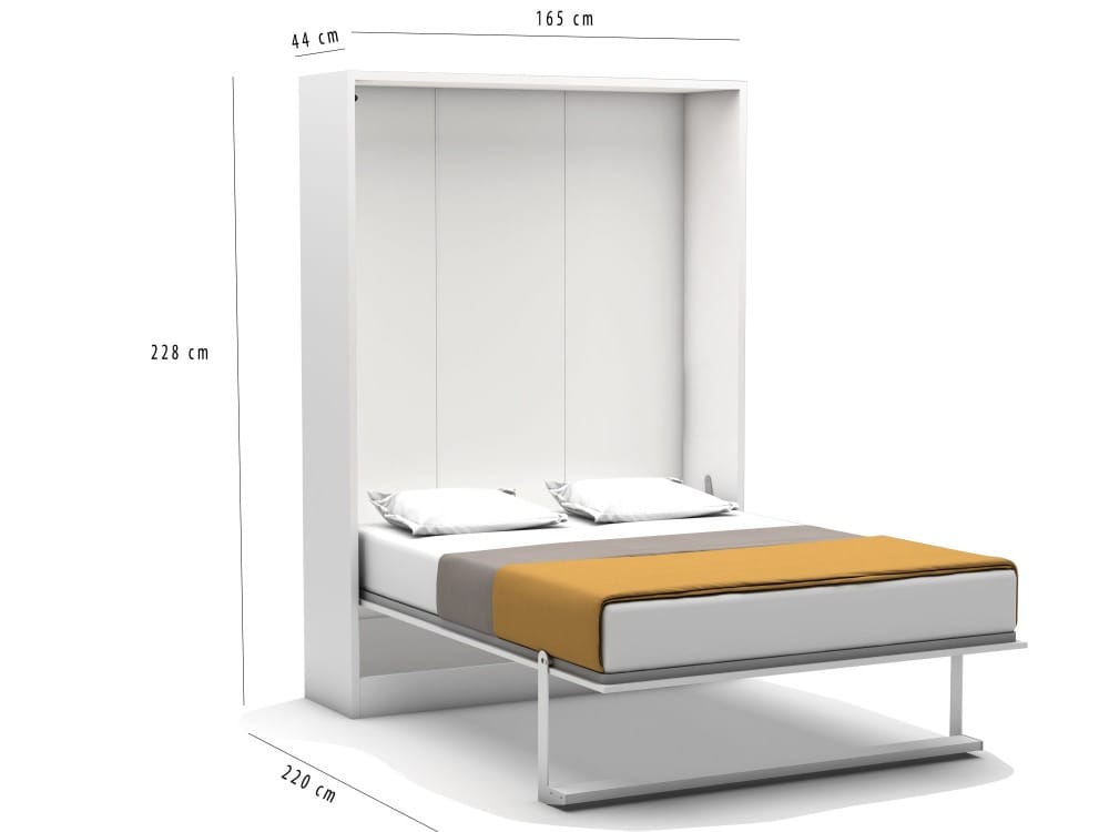Bedkast maat 150 x 200, verticaal, kleur wit, antraciet en taupe