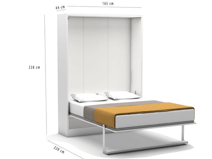 Bedkast maat 150 x 200, verticaal, kleur wit, antraciet en taupe