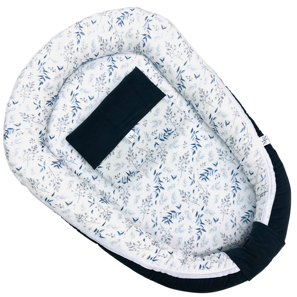 Mauties Mama MM CHIC Babynest blauwe takjes antraciet - met RITS