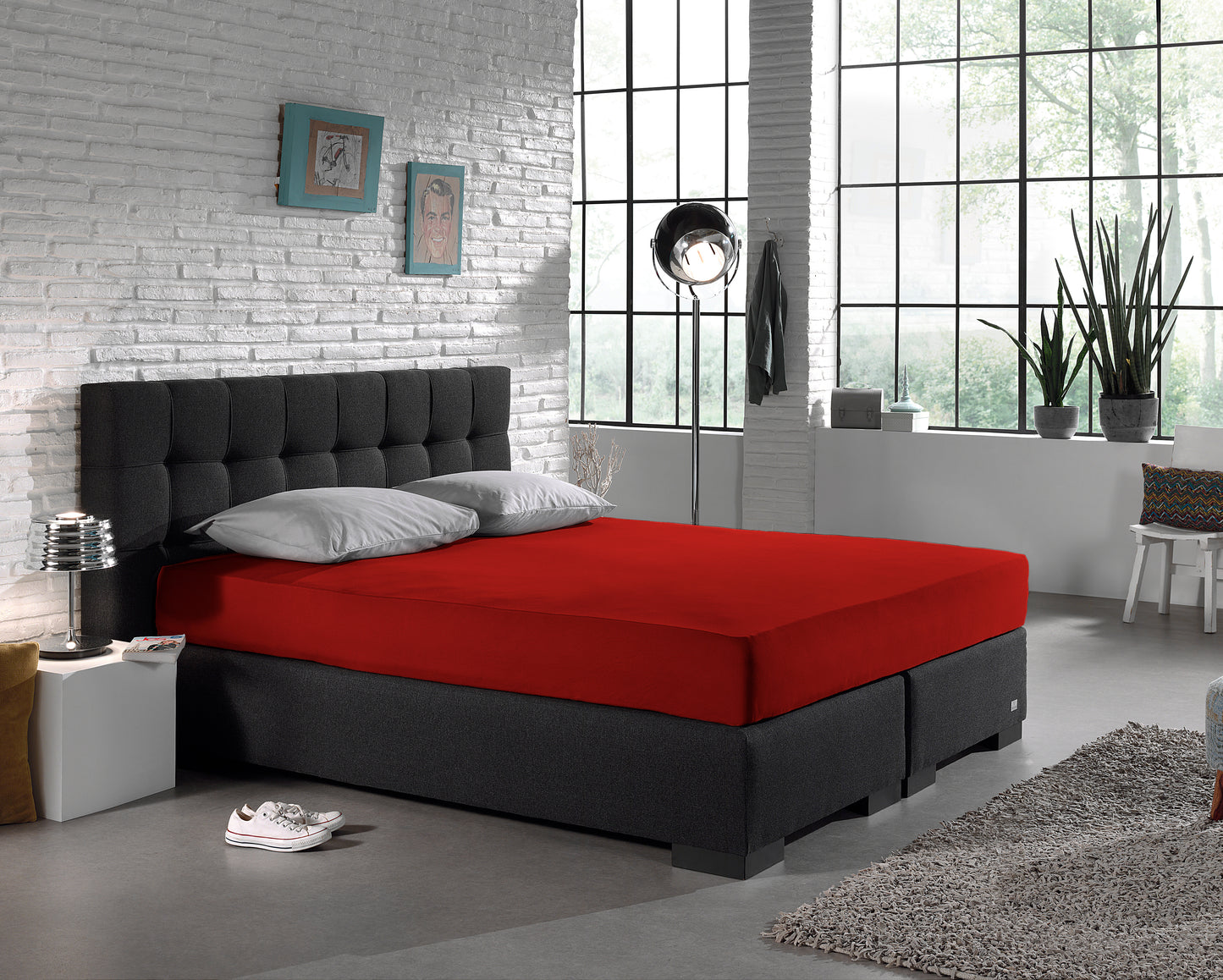 Enkel Jersey 135 gr. Hoeslaken Rood