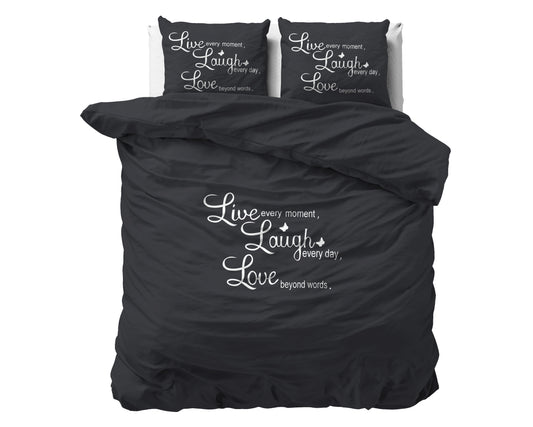 Live, laugh and love Antraciet