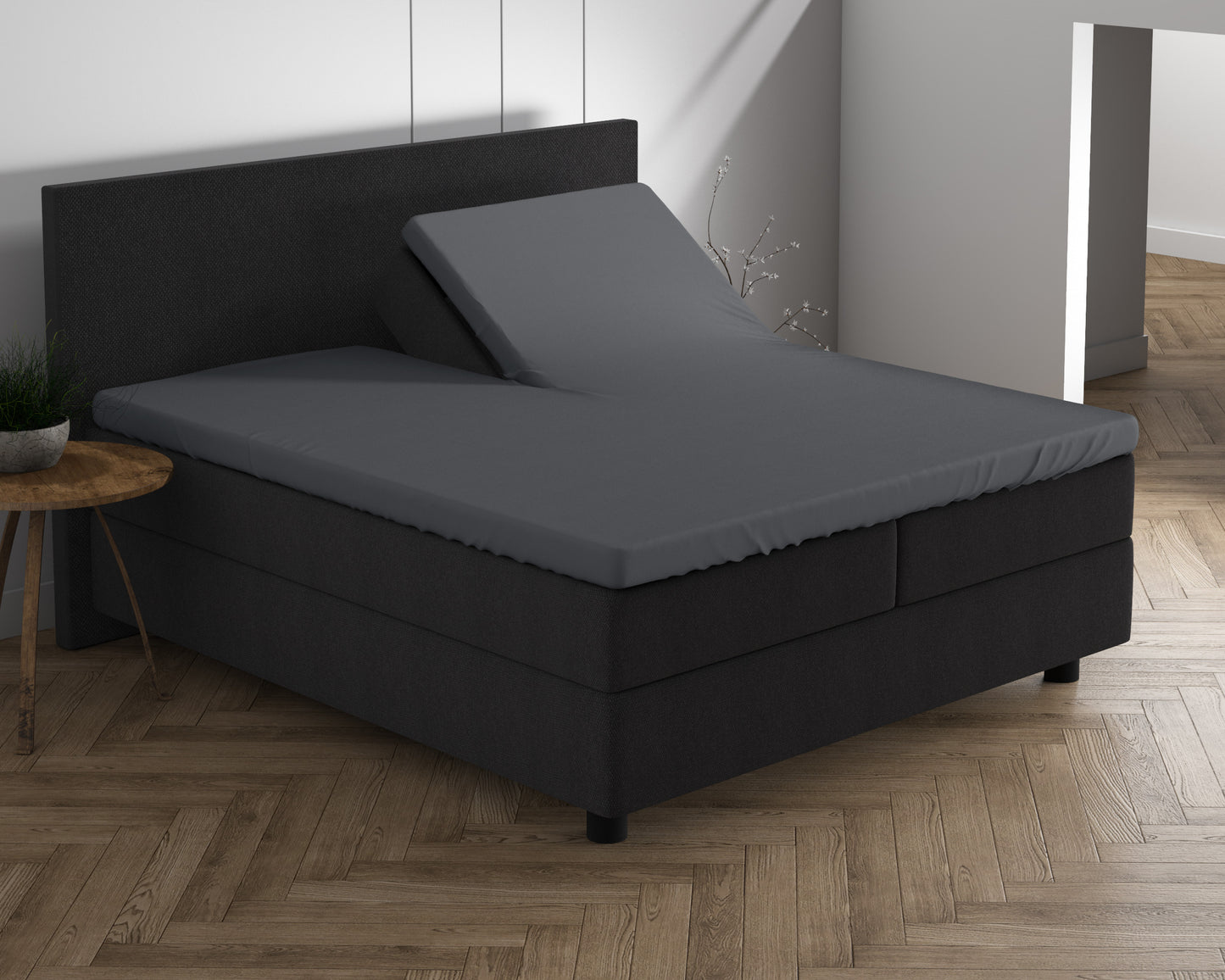 Dubbel Jersey 220 gr. Splittopper hoeslaken Antraciet