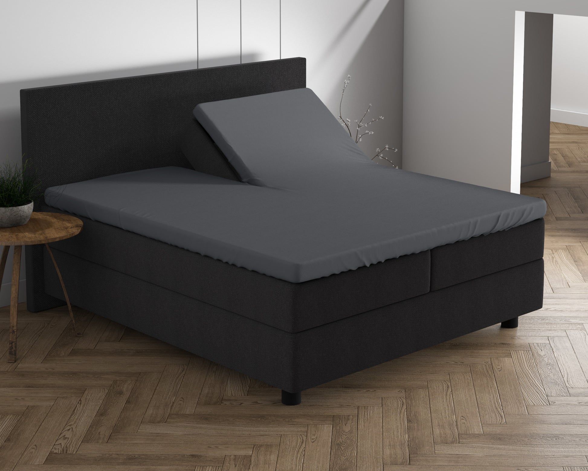 Dubbel Jersey 220 gr. Splittopper hoeslaken Antraciet