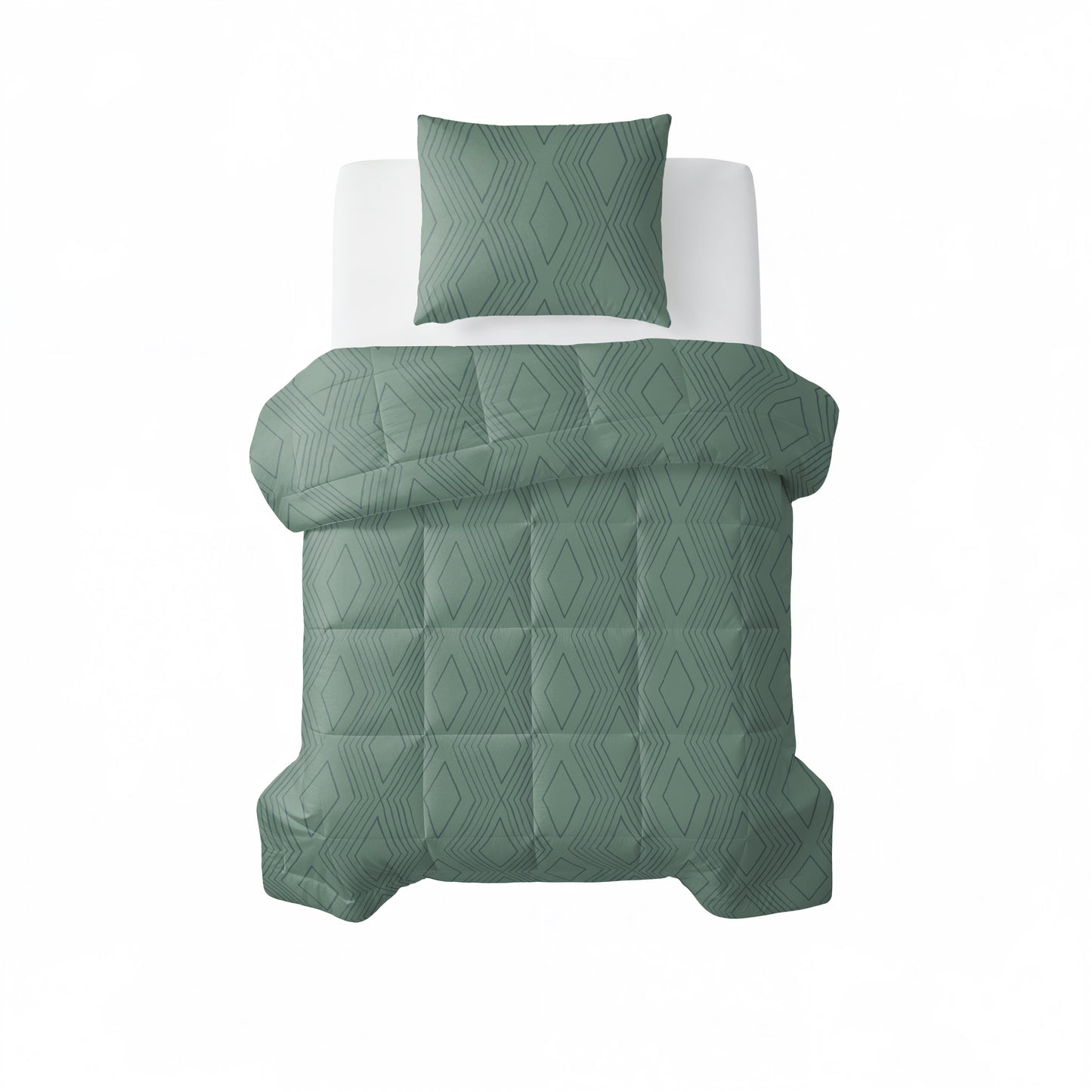All-in one Lazy dekbed Dorian Groen Met Kussenslopen