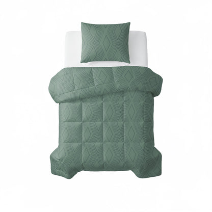 All-in one Lazy dekbed Dorian Groen Met Kussenslopen
