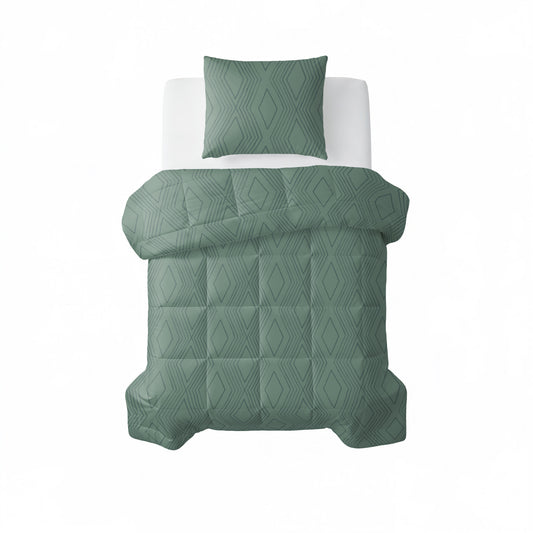 All-in one Lazy dekbed Dorian Groen Met Kussenslopen