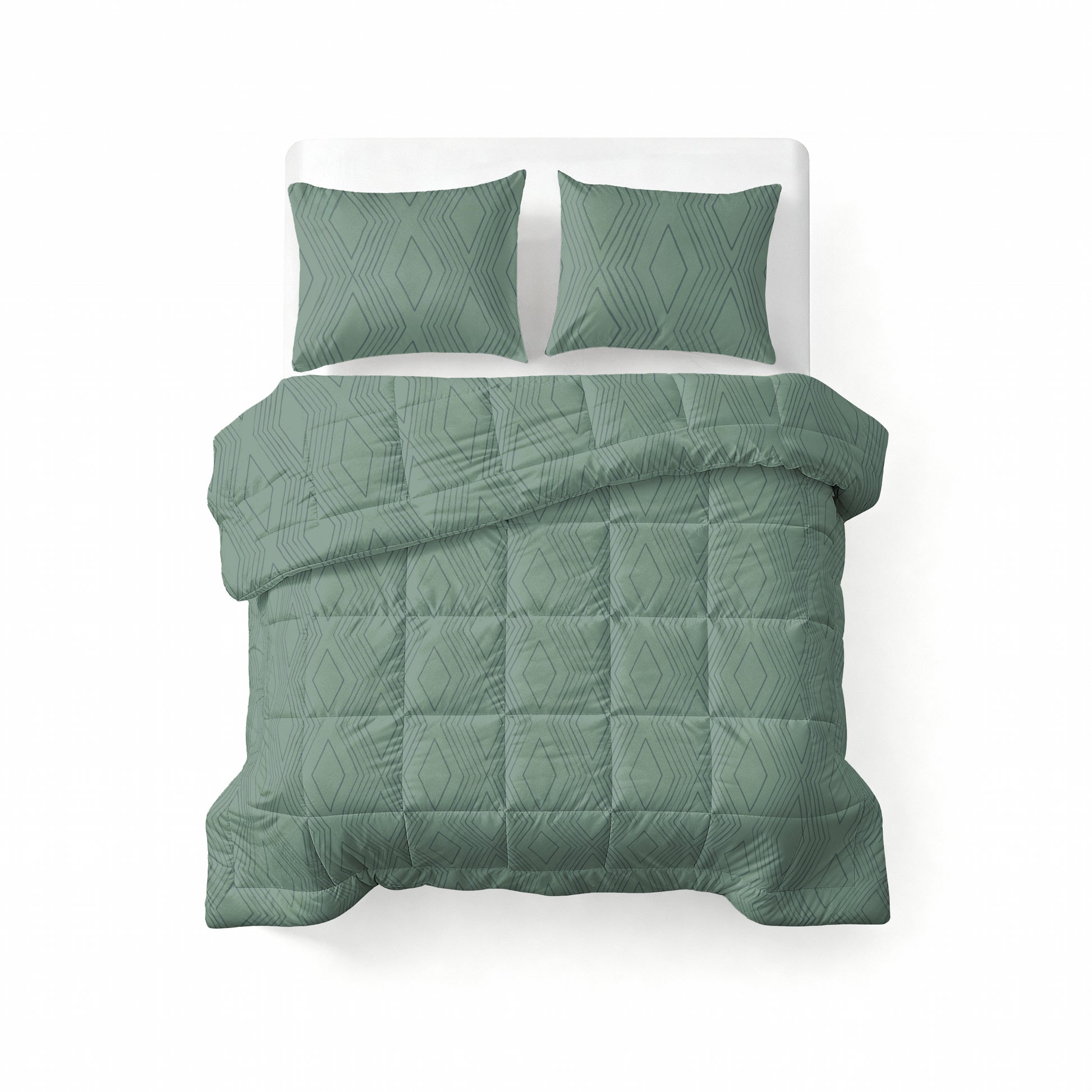All-in one Lazy dekbed Dorian Groen Met Kussenslopen
