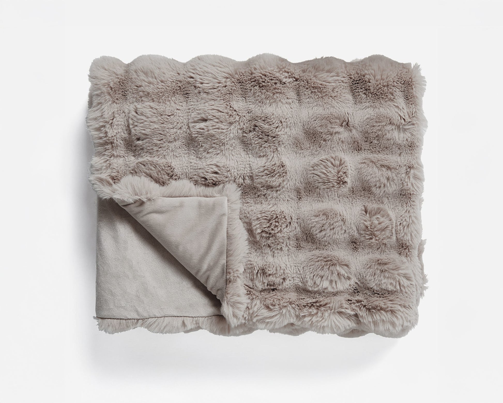 Pom Rabbit Fur plaid Taupe/Rose