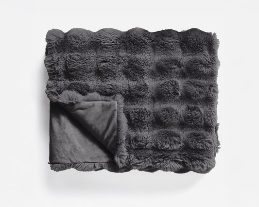 Pom Rabbit Fur plaid Antraciet