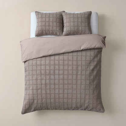 Faux Fur Check Taupe