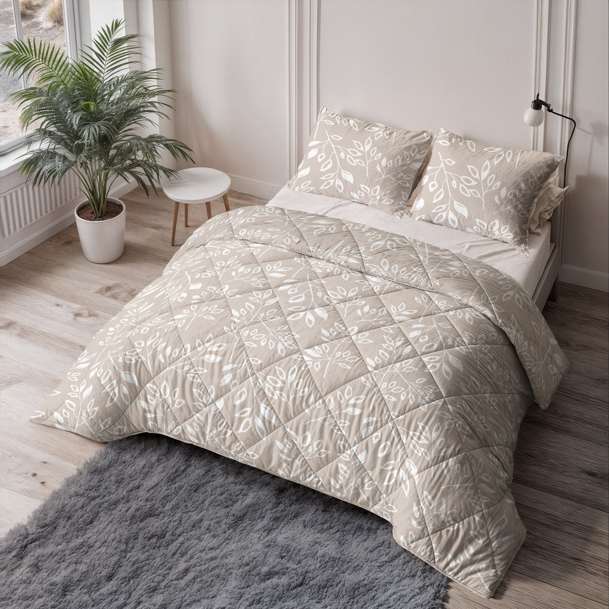 Sleeptime Neva Lazy Dekbed Taupe/Zand Met Kussenslopen – afbeelding 4