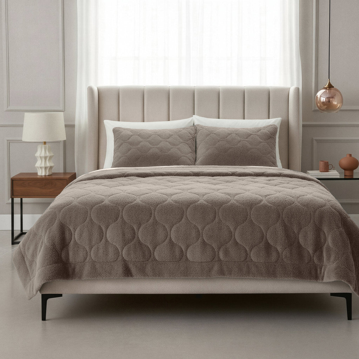 Sleeptime Lazy Dekbed Teddy Taupe/Grijs Met Kussenslopen – afbeelding 6