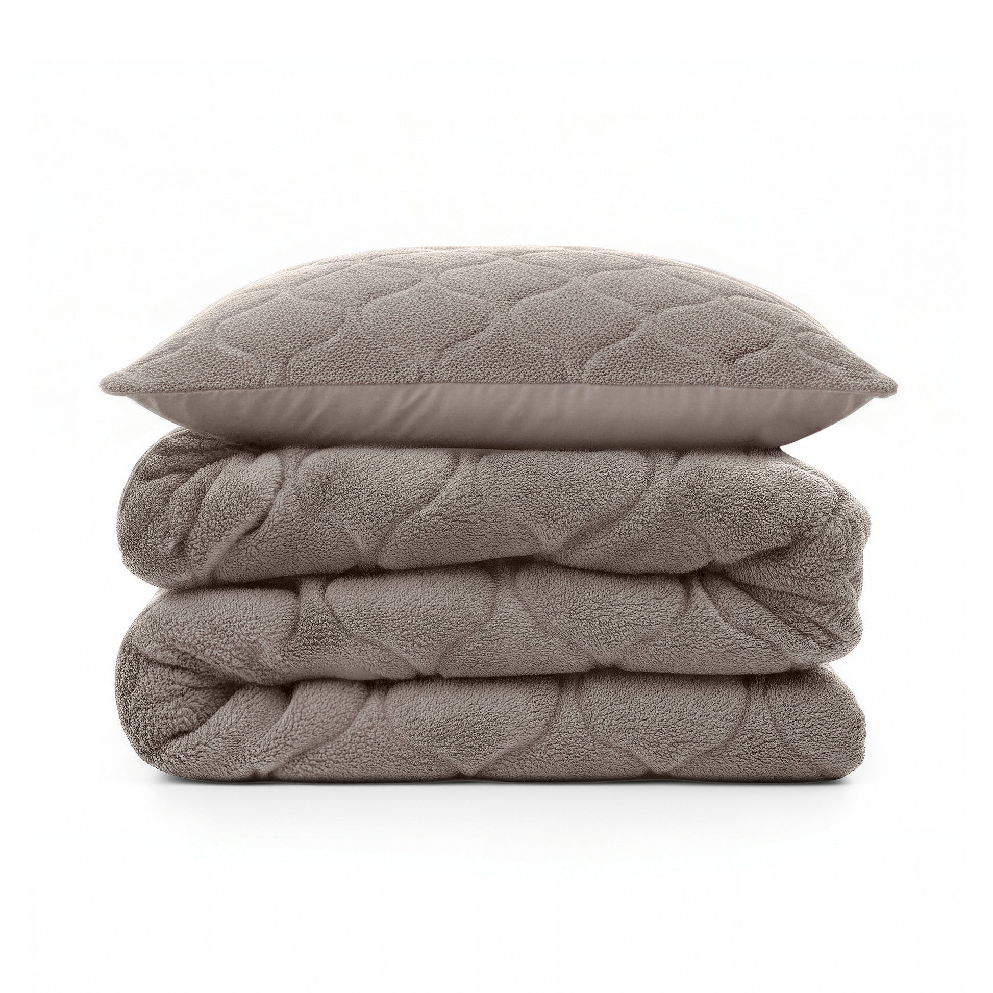Lazy Dekbed Teddy Taupe/Grijs Met Kussenslopen