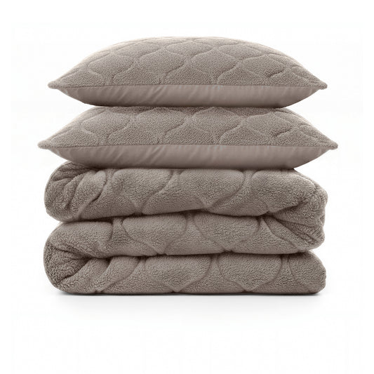 Sleeptime Lazy Dekbed Teddy Taupe/Grijs Met Kussenslopen – afbeelding 2