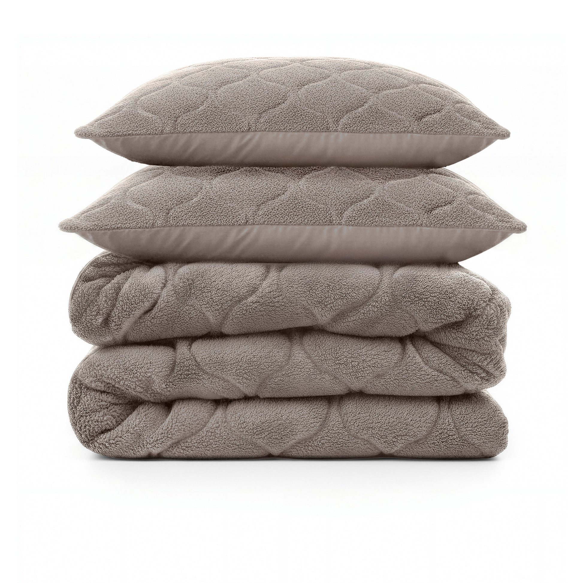 Lazy Dekbed Teddy Taupe/Grijs Met Kussenslopen