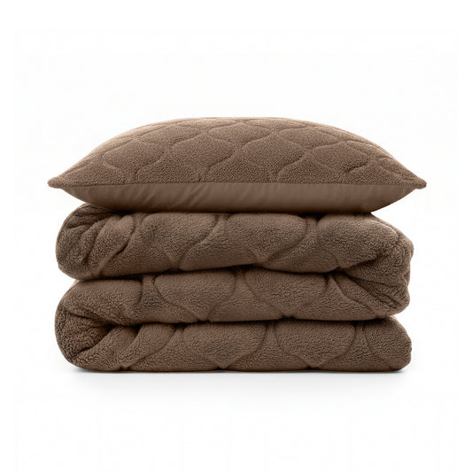 Lazy Dekbed Teddy Taupe/Bruin Met Kussenslopen