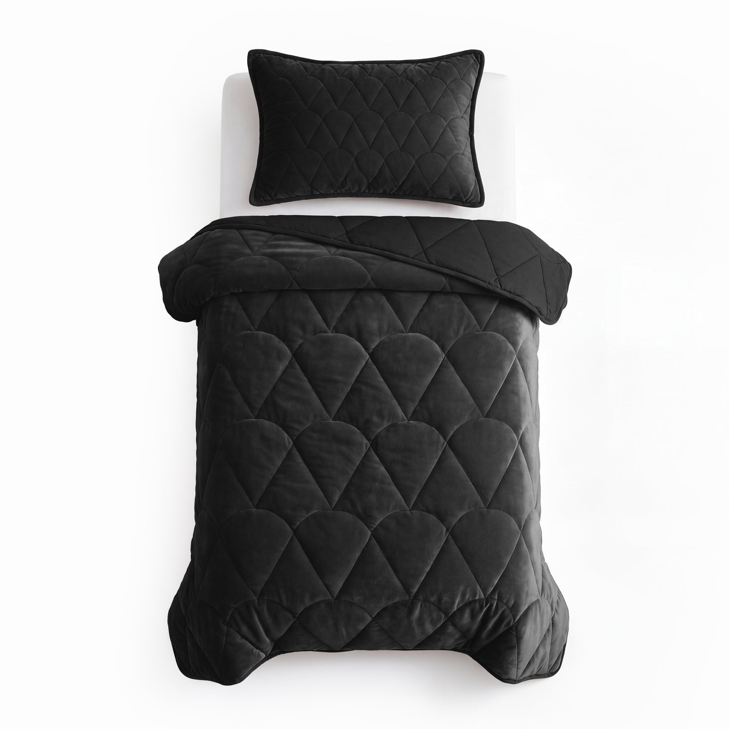 Lazy Dekbed Velvet Zwart Met Kussenslopen