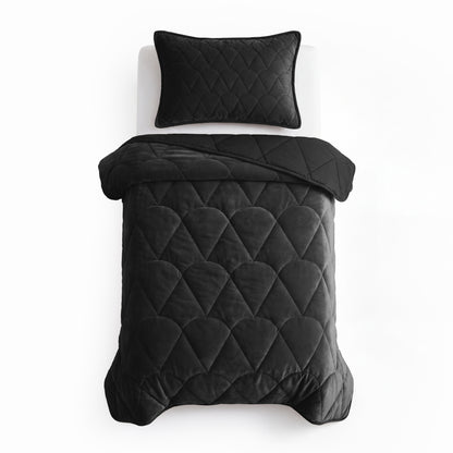 Lazy Dekbed Velvet Zwart Met Kussenslopen