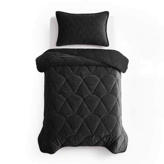 Lazy Dekbed Velvet Zwart Met Kussenslopen