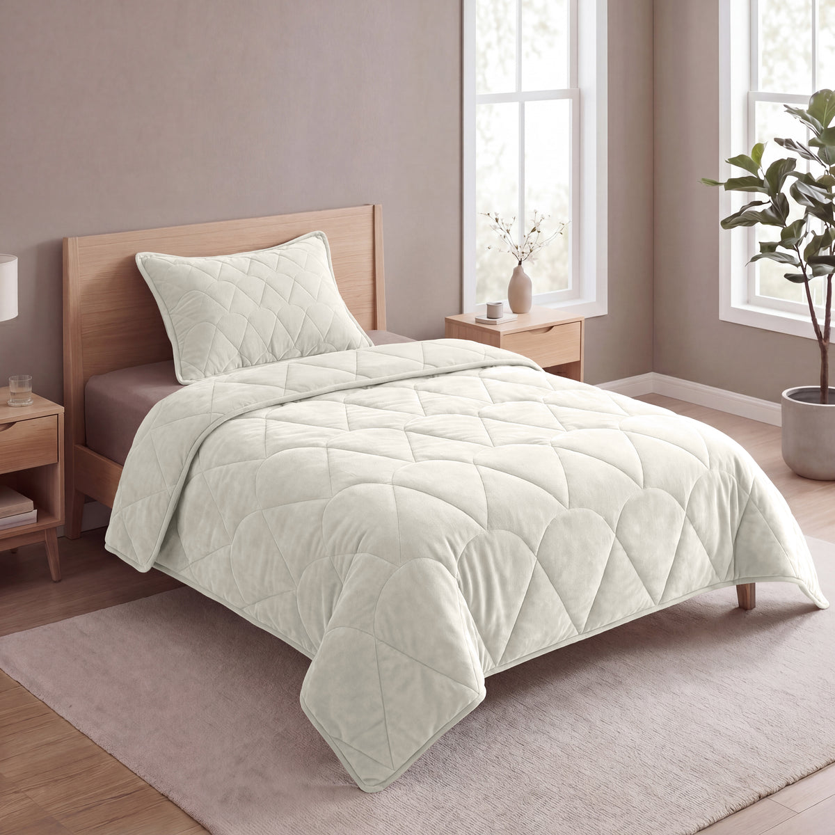Sleeptime Lazy Dekbed Velvet Beige Met Kussenslopen – afbeelding 4