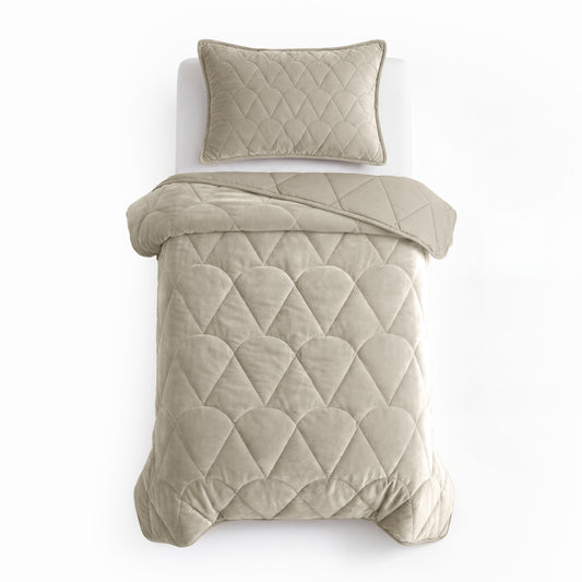 Lazy Dekbed Velvet Taupe/Grijs Met Kussenslopen