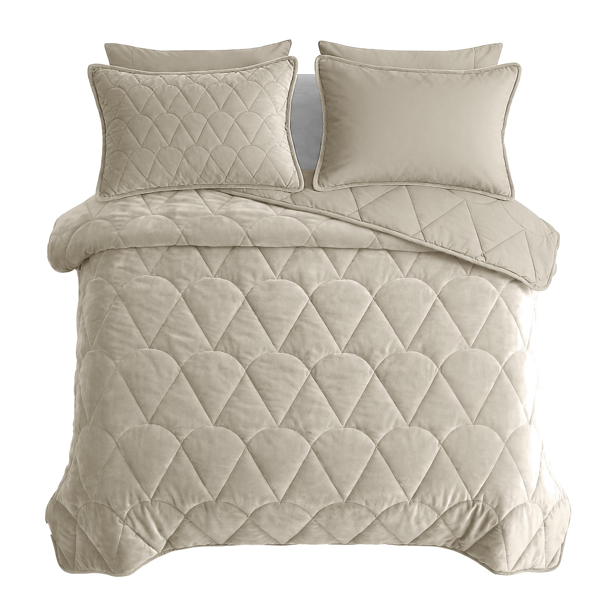 Lazy Dekbed Velvet Taupe/Grijs Met Kussenslopen