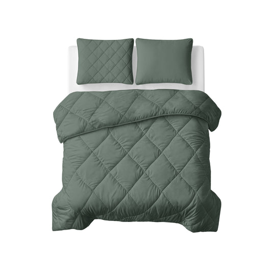 Sleeptime Lazy Dekbed Uni Grijs/Groen Met Kussenslopen – afbeelding 3