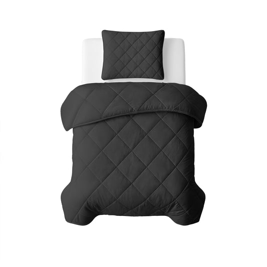 Lazy Dekbed Uni Zwart Met Kussenslopen