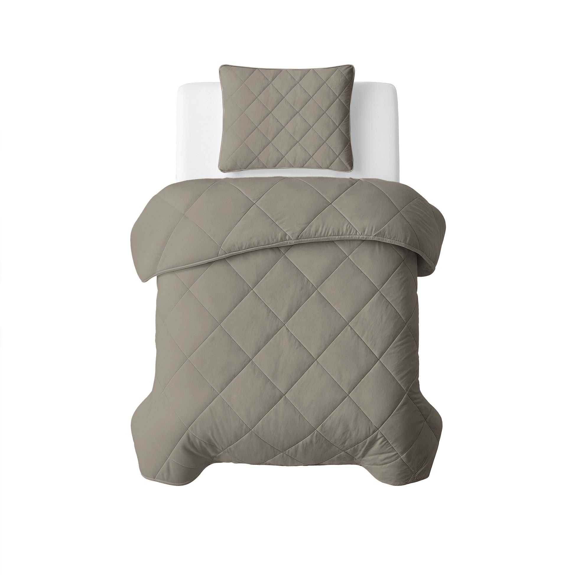 Lazy Dekbed Uni Taupe/Grijs Met Kussenslopen