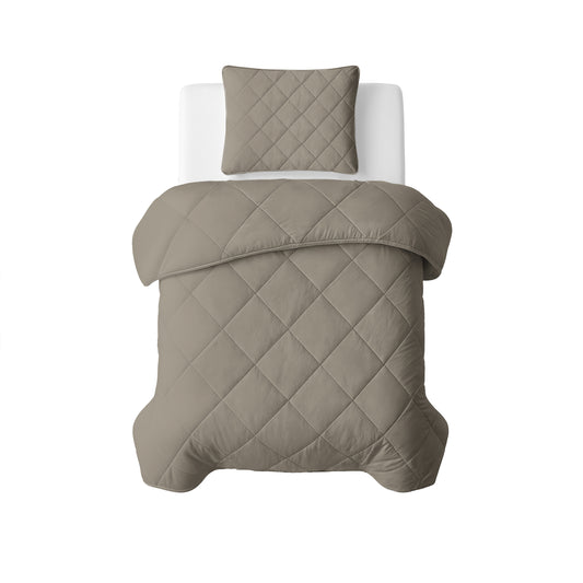 Lazy Dekbed Uni Taupe/Grijs Met Kussenslopen