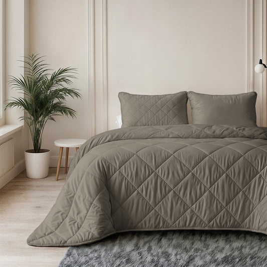 Sleeptime Lazy Dekbed Uni Taupe/Grijs Met Kussenslopen – afbeelding 4