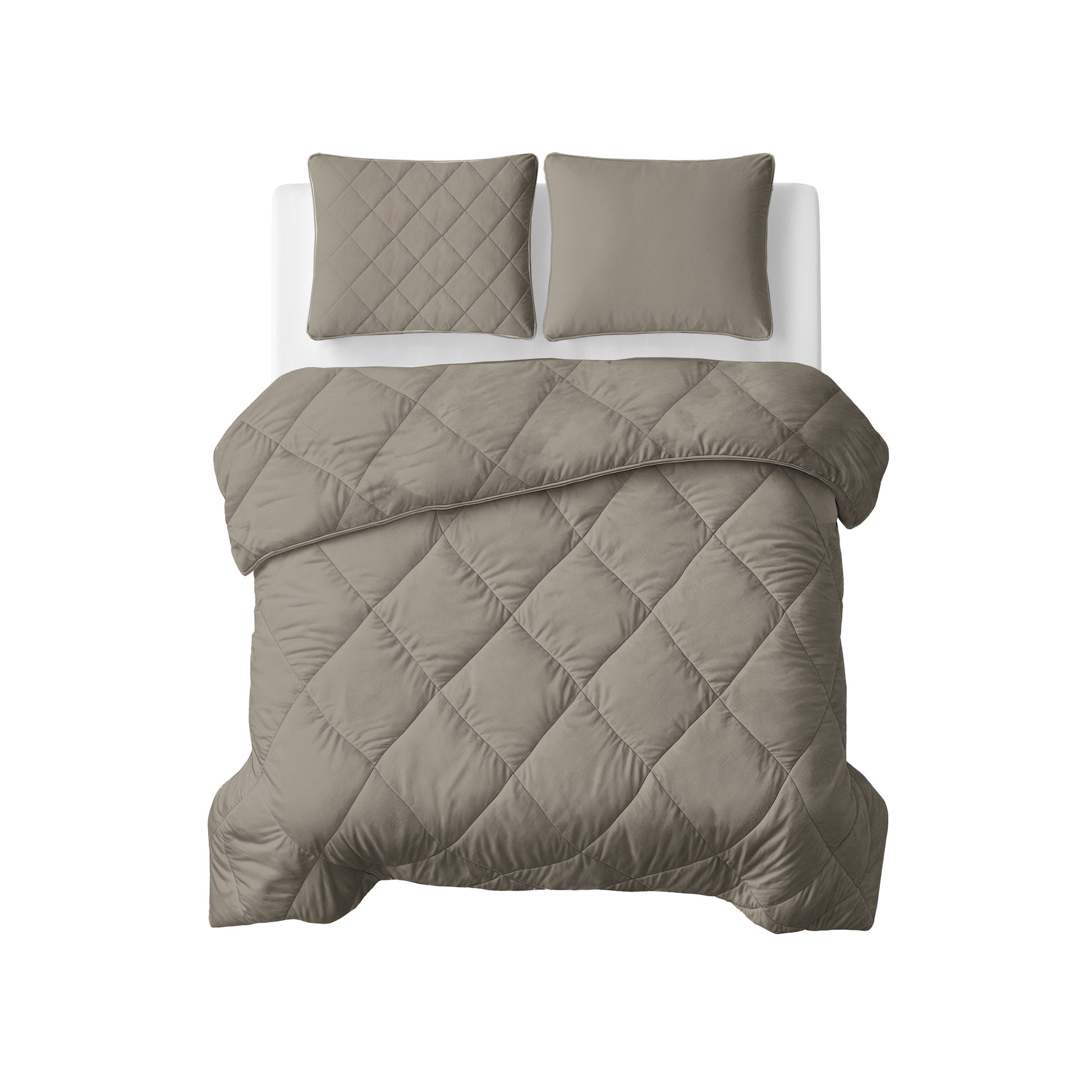 Lazy Dekbed Uni Taupe/Grijs Met Kussenslopen