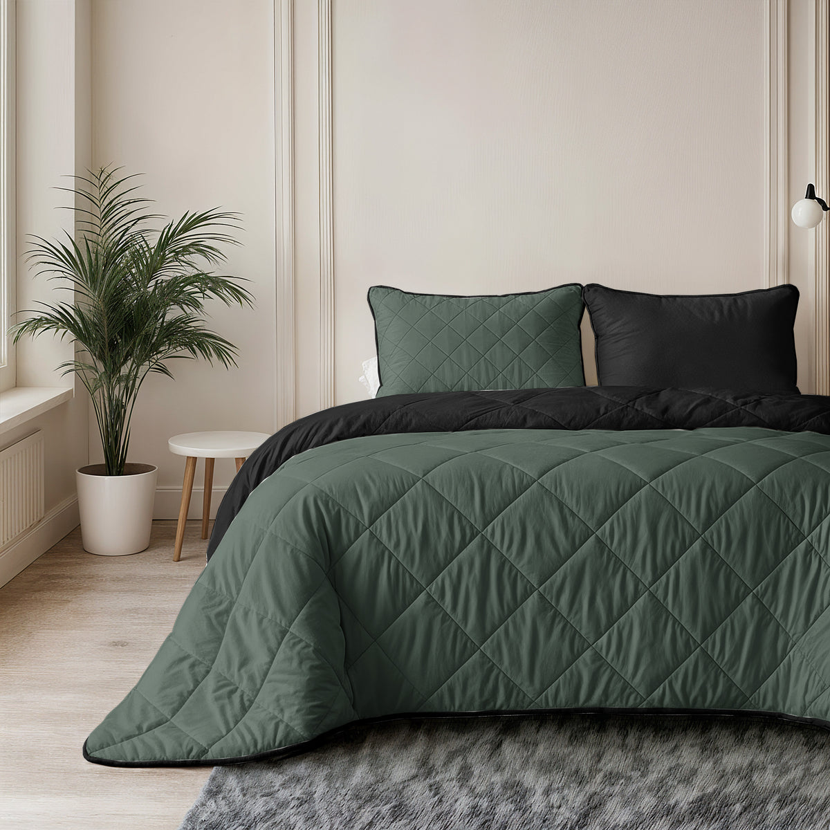 Sleeptime Lazy Dekbed Uni Groen/Zwart Met Kussenslopen – afbeelding 4
