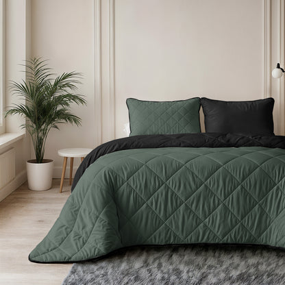 Sleeptime Lazy Dekbed Uni Groen/Zwart Met Kussenslopen – afbeelding 4