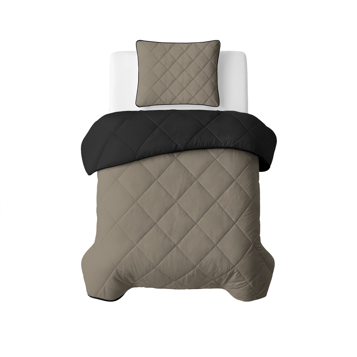 Sleeptime Lazy Dekbed Uni Taupe/Zwart Met Kussenslopen – afbeelding 9