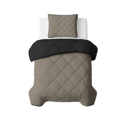 Sleeptime Lazy Dekbed Uni Taupe/Zwart Met Kussenslopen – afbeelding 9