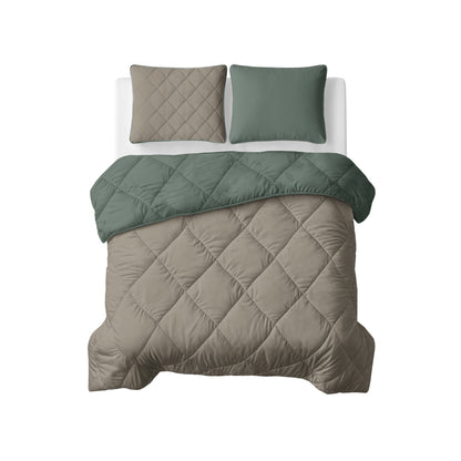 Sleeptime Lazy Dekbed Uni Groen/Taupe Grijs Met Kussenslopen – afbeelding 2