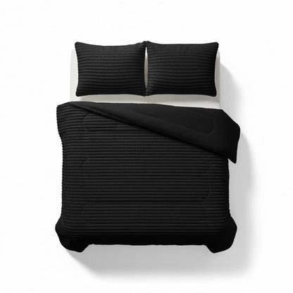 Sleeptime Lazy Dekbed Rib Premium Zwart Met Kussenslopen – afbeelding 9