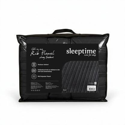 Sleeptime Lazy Dekbed Rib Premium Zwart Met Kussenslopen – afbeelding 10