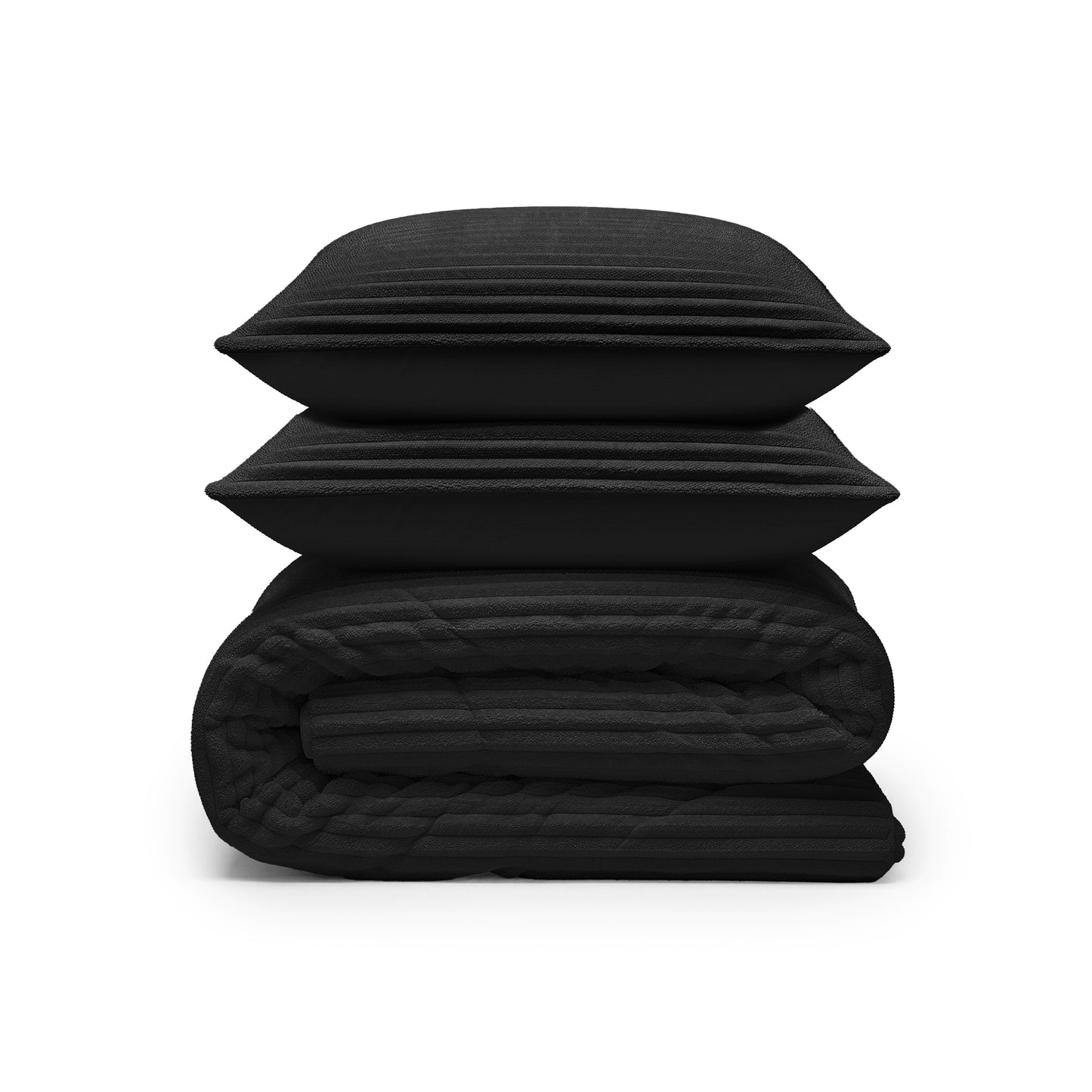 Lazy Dekbed Rib Premium Zwart Met Kussenslopen