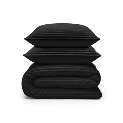 Lazy Dekbed Rib Premium Zwart Met Kussenslopen