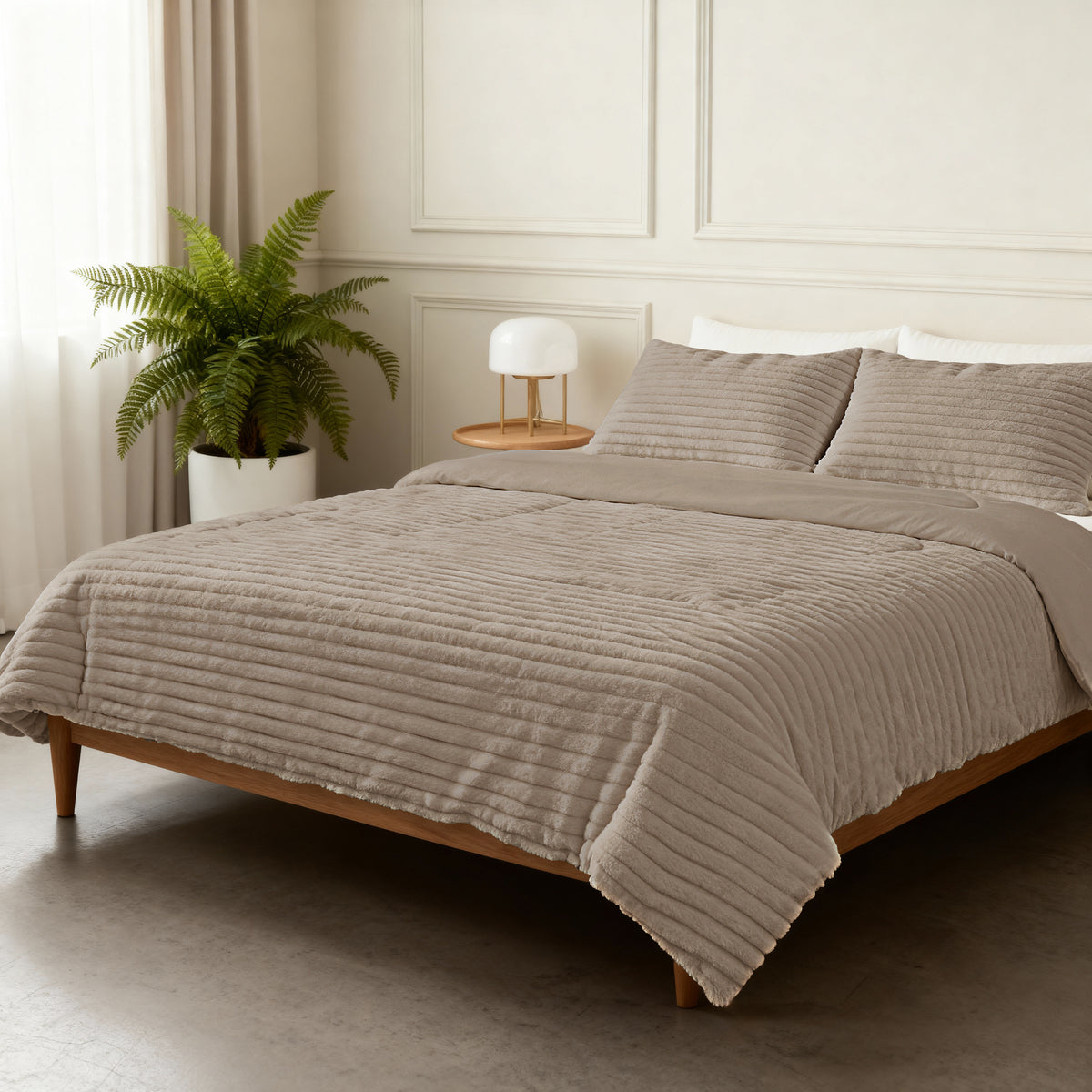 Sleeptime Lazy Dekbed Rib Premium Taupe Met Kussenslopen – afbeelding 4