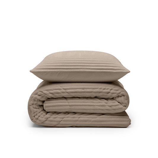 Lazy Dekbed Rib Premium Taupe Met Kussenslopen