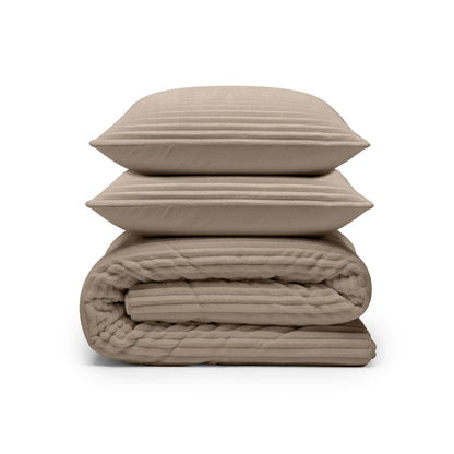 Lazy Dekbed Rib Premium Taupe Met Kussenslopen