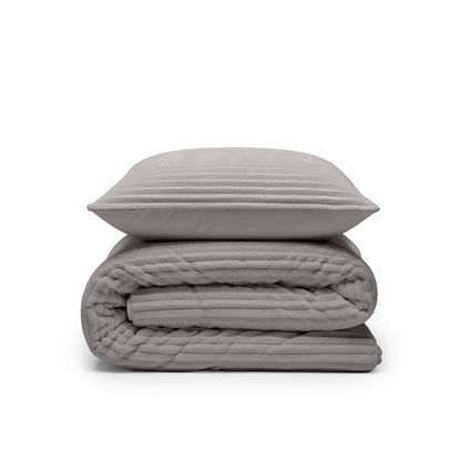 Lazy Dekbed Rib premium Taupe/Grijs